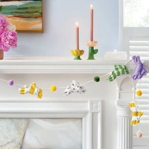 Threshold Easter Bunny Fabric & Pom Pom Garland Holiday Home Decor 6ft